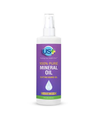 4oz US+ 100% Pure Mineral Oil Spray - Food-Grade - Cutting Board Oil - Restores & Protects Cutting Boards, Butcher Blocks, Countertops, Steel Surfaces & More (4oz Spray) 4 Ounce Spray