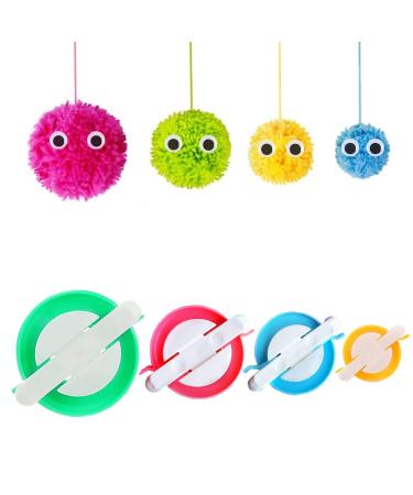 Pom Pom Maker, 4 Sizes Pompom Maker Tool Set for Fluff Ball Weave DIY Wool Yarn Knitting Craft Project for Kids and Adult - RRigo