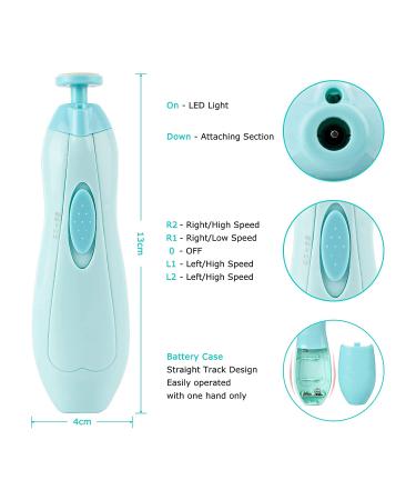 Lupantte Electric Baby Nail Trimmer with Light and 6 Grinding Pads - Safe Nail File and Clippers for Newborns, Infants, Toddlers, Kids and Adults - Green - Buy Online on SooperMarket.com