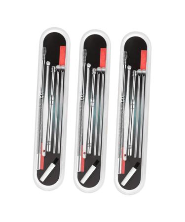 Healvian 3 Sets 6-Piece Ear Cleaning Set Blush Set Lip Gloss Set Tweezers Stainless Steel Ear Tools Ear Spoon Ear Wax Pick Professional Ear Cleaner Set Ear Wax Spoon Kit Earth Tones