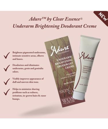 Clear Essence Adure Underarm Brightening Deodorant Cream - Dark Spot Corrector for Body Intimate Areas - Gentle Formula for Odor Removal 2.82oz - Buy Online on SooperMarket.com