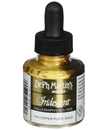 Dr. Ph. Martin's Iridescent Calligraphy Color (11R) Ink Bottle, Copper Plate Gold