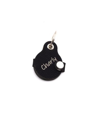 Copter farm dog brand bag for dogs on the collar |With engraving push button |Art leather real leather |Dog brand |Individually engraved on both sides (black pear) black pear