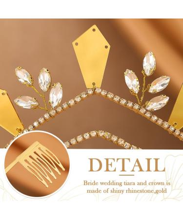 Zoestar Rhinestone Tiaras and Crowns Gold Mirror Tiara Headband Crystal Bridal Headwear for Women - Buy Online on SooperMarket.com