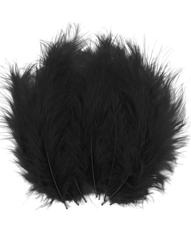 100pcs Black Fluffy Turkey Marabou Feathers 4-6 Inches for Crafts Dream Catcher Fringe Trim Colored Feathers Fly Tying Material