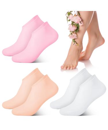 Apricitie 3 pairs of silicone socks for feet silicone moisturizing socks silicone moisture socks anti-slip foot spa gel socks soft moisturizing silicone socks for foot care