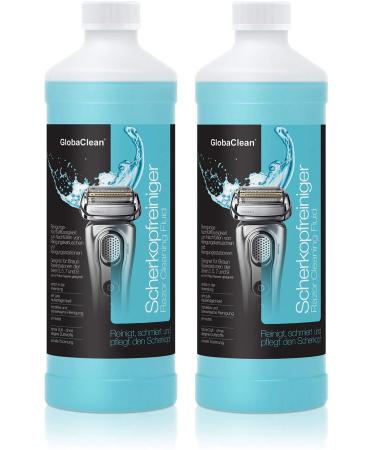 Globaclean shaving head cleaner refill fluid 2x 1l - suitable for refilling brown clean & renew Synchro Activator & Pulsonic Series 3/5/7/9 1 piece (2 Pack)
