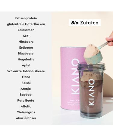 Kiano Slimming Shake - Organic Berry Meal Replacement Gluten-Free High Protein 279 kcal per Serving 825g | Plant-Based Nutrition - Buy Online on SooperMarket.com