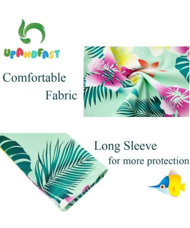 UPF 50+ Baby Girl One Piece Swimwear with Sun Hat | Toddler Swimsuit Set | Green Flower | 3-6 Months - Buy Online on SooperMarket.com