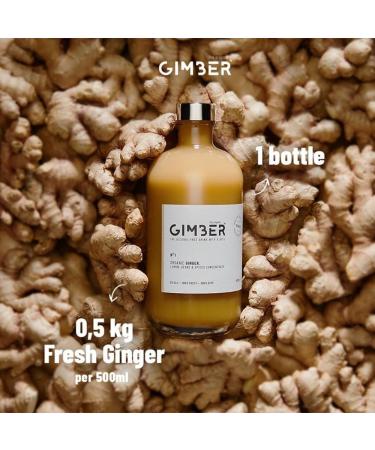GIMBER Organic Ginger Concentrate 500 ml | Alcohol-Free Organic Drink Made from Ginger Lemon and Herbs | Premium Ginger Essence - Buy Online on SooperMarket.com