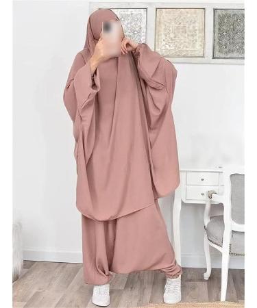 Kelsiop Eid Muslim Women Long Khimar 2-Piece Prayer Robe Set - Large Blue - Buy Online on SooperMarket.com