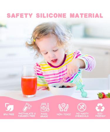 Vicloon Baby Fork and Spoon Set - Silicone Self Feeding Utensil for Infant, Easy Grip Toddler Cutlery Kit - Baby Weaning Spoon for Children - First Led Training - Light Blue-Pink (4pcs) - Buy Online on SooperMarket.com