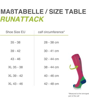 Runattack Sport Compression Stockings 18-21mmHg - High Performance Running Socks for Size 35-38 (Calf 28-38cm) - Petrol Color - Buy Online on SooperMarket.com