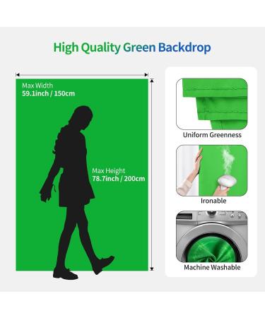 Hemmotop 5x6.5ft Green Screen Backdrop Kit for Photography, Chromakey Virtual Background for Zoom & YouTube - Includes Stand, Sheet, and 5 Clamps - Buy Online on SooperMarket.com