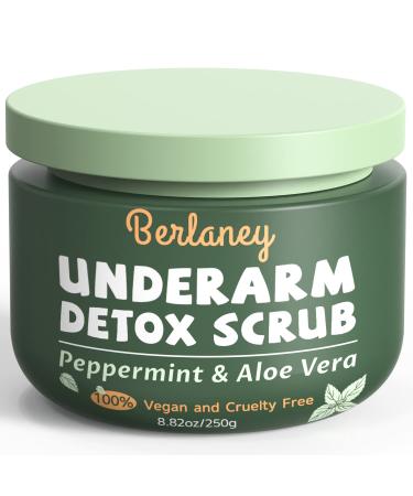 Body Scrub and Armpit Detox Scrub 8.8 oz with Peppermint  Aloe Vera and Walnut Shell Powder  Underarm Scrub Helps on Removing Odor  Deep Cleanse & Exfoliating  for Legs  Knee  Feet  Hands Whole Body