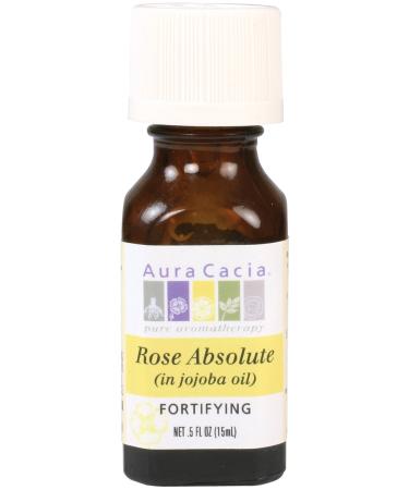 Aura Cacia Pure Essential Oils Rose Absolute In Jojoba Oil .5 fl oz (15 ml)