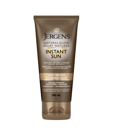 Jergens Natural Glow Instant Sun Sunless Tanning Moisturizer + Bronzer Light Bronze (180 mL) (Packaging May Vary)
