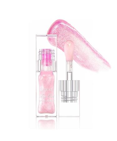 Color Changing Lip Oil Moisturizing Color Changing Lip Gloss Plumping Lip Oil Long Lasting Nourishing Lip Glow Oil Non-sticky Fresh Texture Lip Oils Lip Balm Glitter Lip Gloss with Brush Pink - Color Changing