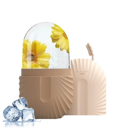 Ice Roller For Face Eyes and Neck To Brighten Skin & Enhance Your Natural Glow/Reusable Facial Treatment to Tighten & Tone Skin & De-Puff The Eye Area (Khaki)