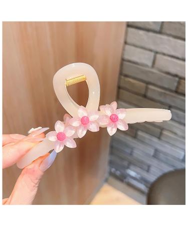 Crystal Flower Hair Barrettes Floral Rhinestone Claws Vintage Large Hair Clips Accessories for Women Girls (Pink)