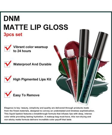 3Pcs Dark Green Army Green Cherry Red Matte Lipstick Lip Stain Set - Long Lasting & Waterproof Lipstick Set (Set08) - Buy Online on SooperMarket.com