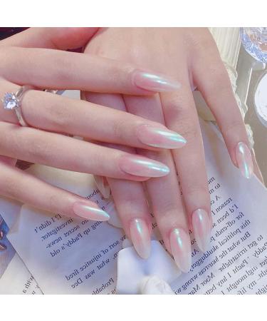 Pink Press on French Medium Coffin Fake Nails 24PCS - Glossy Wedding Party Acrylic Ballerina False Nails for Women & Teen Girls (Pearl Pink) - Buy Online on SooperMarket.com