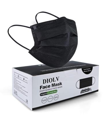 DIOLV 50 Pcs Disposable Face Mask 4-Layer Breathable Masks Night