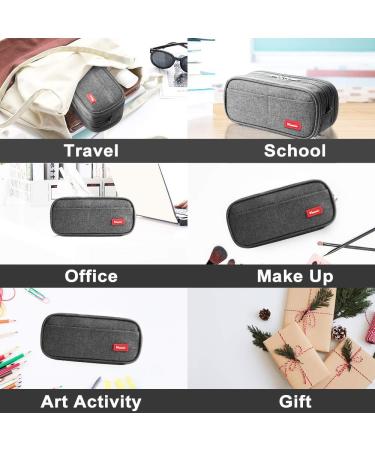 Vnieetsr Large Pencil Case Big Capacity Pencil Bag Large Storage Pouch 3 Compartments Desk Organizer Marker Pen Case Simple Stationery Bag Pencil Holder (Gray) - Buy Online on SooperMarket.com