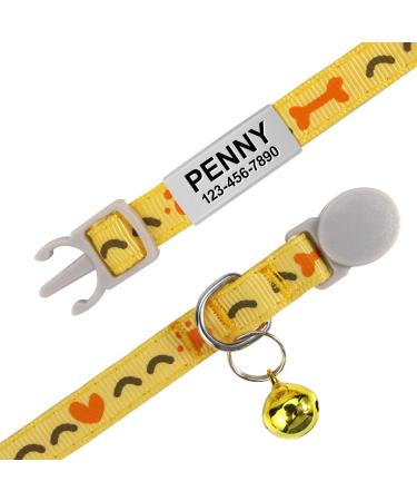 Tagme Personalized Cat Collar - Adjustable Safety Neck Band with Name & Phone 2-Pack Yellow (18-28 cm) - Perfect for Cats - Buy Online on SooperMarket.com