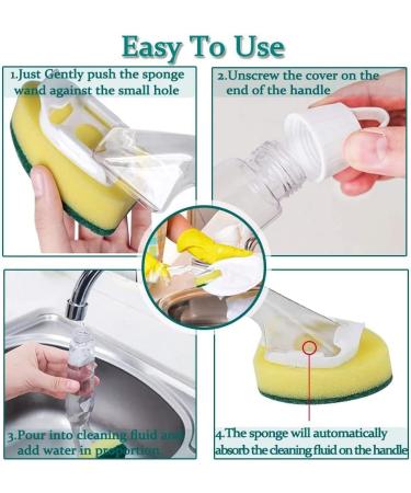 Spactz 1 Dish Wand 7 Refill Replacement Sponge Heads Wand Clean Scrub Sponges for Kitchen Sink Bathroom Utensils - Buy Online on SooperMarket.com