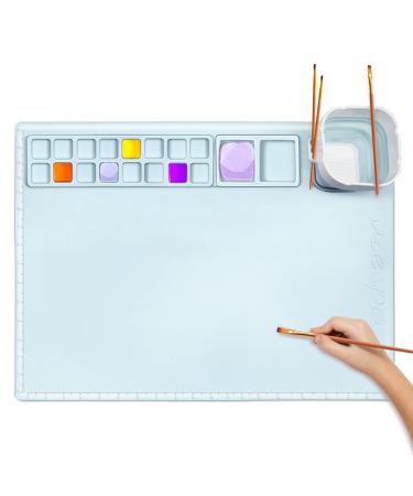 Silicone Craft Mat, Silicone Mat for Resin Casting, 20"x16"Non Stick Silicone Sheet, Creator Silicone Craft Mat with Cleaning Cup for Painting, Art, Clay and Play Doh (Blue)