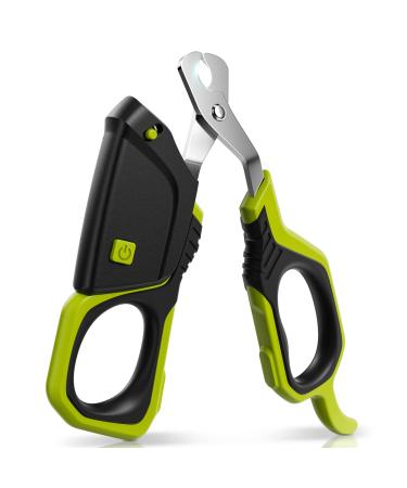 pecute Cat Nail Clippers with Adjustable Led Light Sharp Stainless Steel Professional Pet Nail Trimmer for Cats Small Dogs Rabbit and Small Animals Black+Green Led Light