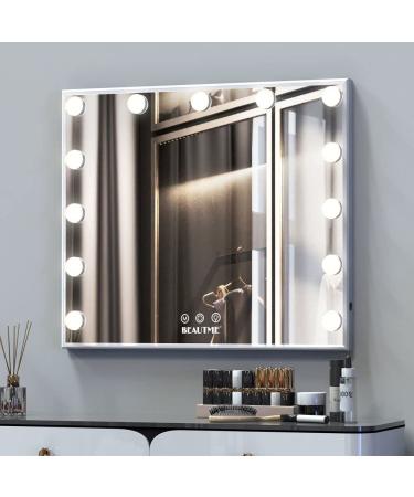 BEAUTME 20.47 x 16.22 Lighted Vanity Mirror with 3-Color Lighting & Magnification â€“ Tabletop & Wall Mounted - Buy Online on SooperMarket.com