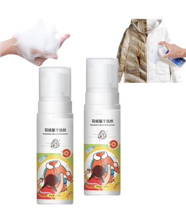Down Jacket Foam Dry Cleaner Dry Cleaning Agent for Winter Coats Down Detergent for Puffer Jackets Dry Cleaning Agent for Clothing Oil Stain 180ML (2Pcs)