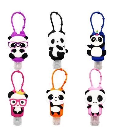 Ulife mall portable children travel bottles set - 6 pieces 30ml of wasteland -safe refillable empty bottle of travel containers bottle holder for hand disinfectant fluasig soap - Back to school panda