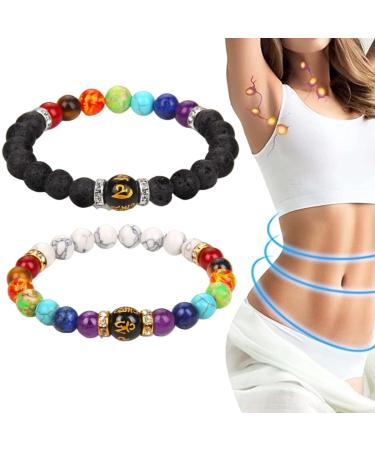 Zhongle Pulsera Arus 7 Chakras Origina Healthbangle Lymphatic Drainage Chakra Bracelet 7 Chakra Bracelet with Real Stones C-2PCS