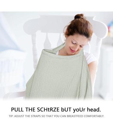 Shop Soft & Breathable Hillhill Cotton Breastfeeding Cover - Still Towel Snack Apron for Moms | Portable Nursing Gift in Blue & Greyish Green - Buy Online on SooperMarket.com