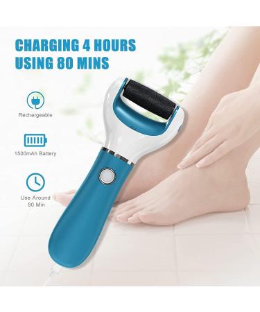 Professional Electric Foot File Callus Remover | Rechargeable Pedicure Tool for Smooth, Soft Feet | Includes 2 Coarses | Blue - Buy Online on SooperMarket.com