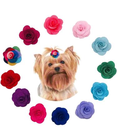 JpGdn 24 Pcs Dog Hair Bows Flowers with Rubber Bands Handmade Topknot Hair for Small Medium Puppy Doggies Kitten Cats Grooming Accessories - Buy Online on SooperMarket.com