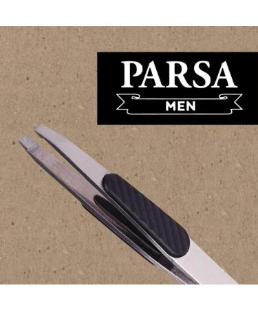 Parsa Men Professional Tweezers 9.6 cm | Sloping Grip Eyebrow Plucking Tool - Precision Hair Removal - Buy Online on SooperMarket.com