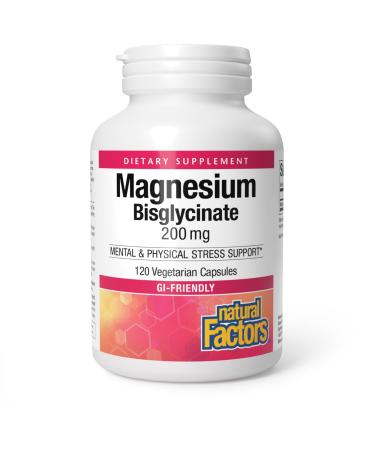 Natural Factors Magnesium Bisglycinate 200 mg 120 Vegetarian Capsules