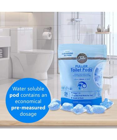 Fuller Brush Toilet Bowl Cleaner Pods - Water Soluble Tablets for Clean, Descaled, and Refreshed Toilets - Removes Odors, Soils, and Stains - Light Fresh Scent - Ideal for Homes & Businesses - Buy Online on SooperMarket.com