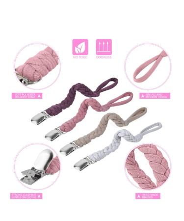 Pacifier Clip Set - Hand-Made Braided 4 pack Purple Soothie Holder Leash for Boys and Girls - Buy Online on SooperMarket.com