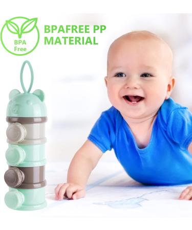 Vicloon Baby Milk Powder Dispenser - Portable 4-Layer Twist-Lock Container for Kids - Stackable Snack Storage - Green/Grey - Buy Online on SooperMarket.com