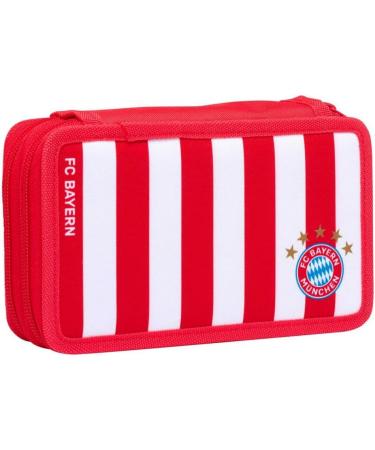 FC Bayern Munich Double Case - Stripes - Red-White Filled Pencil Case with Bookmark | Shop FCB Merchandise - Buy Online on SooperMarket.com