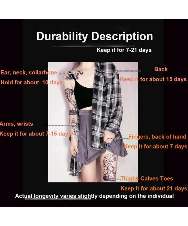 2 Week Flower Semi Permanent Tattoos for Women - 8 Large Sheets & Long-Lasting Juice Upgrade - Realistic Temporary Tattoo Stickers - Set of 10 Sheets - Buy Online on SooperMarket.com