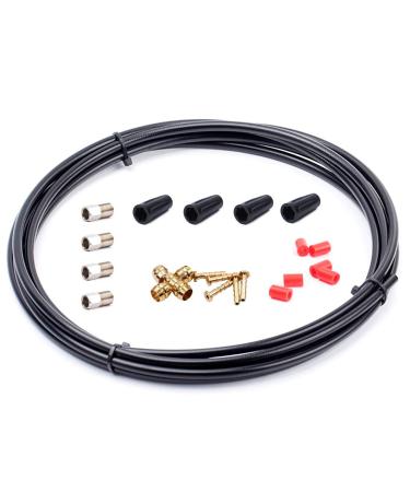 Farbetter 2500mm Bicycle Hydraulic Disc Brake Hose Complete Kit for Shimano BH59 System Included 4PCS Lever Covers, 4PCS Compression Nuts, 6PCS Protective sleeves, 5PCS Oliver and 5PCS Inserts (Black)