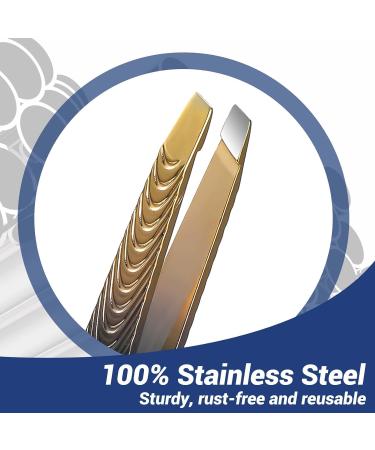 Andibro Eyebrow Hair Removal Tweezers Stainless Steel Precision Eyebrow Pluckers Non-Slip Handles No Gaps Professional Flat Tip for Ingrown Facial Hair Lashes Home Men Women Beauty Salon(slanted tip) - Buy Online on SooperMarket.com