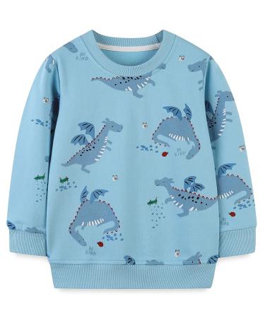 Boys Sweatshirt for Kids Dinosaur Jumper Cotton Casual Top Long Sleeve Pullover T-Shirt Toddler Girls Shirts Baby Clothes 1-8 Years 1-2 Years Dinosaur 04