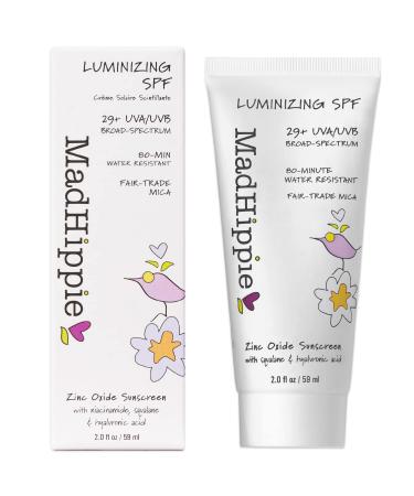 Mad Hippie Luminizing Facial SPF  Daily Protective Serum  29 SPF Moisturizer & Mineral Sunscreen Face Lotion  Zinc Oxide Mineral Face Sunscreen  Sun Skin Care  Reef Safe  2 Oz.